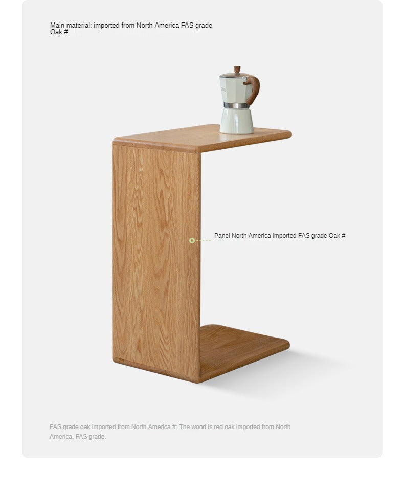 Oak, Ash Solid Wood Multifunctional C-shaped Side Table