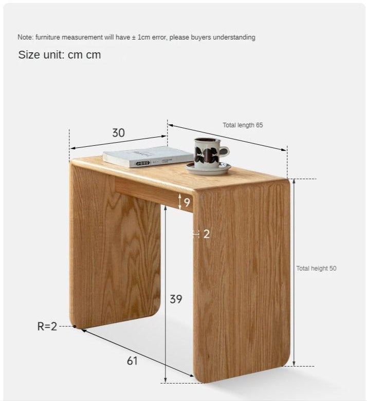 Oak, Ash Solid Wood Multifunctional C-shaped Side Table