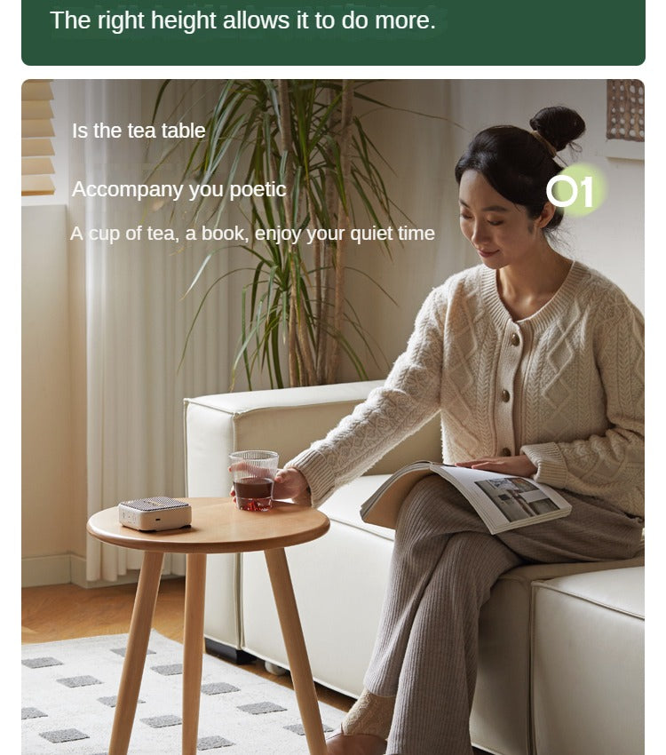 Beech, Rubberwood Solid Wood Small Round Side Table