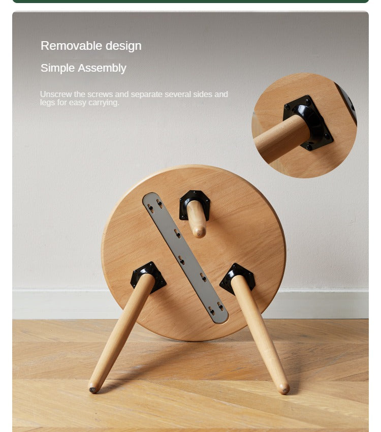 Beech, Rubberwood Solid Wood Small Round Side Table