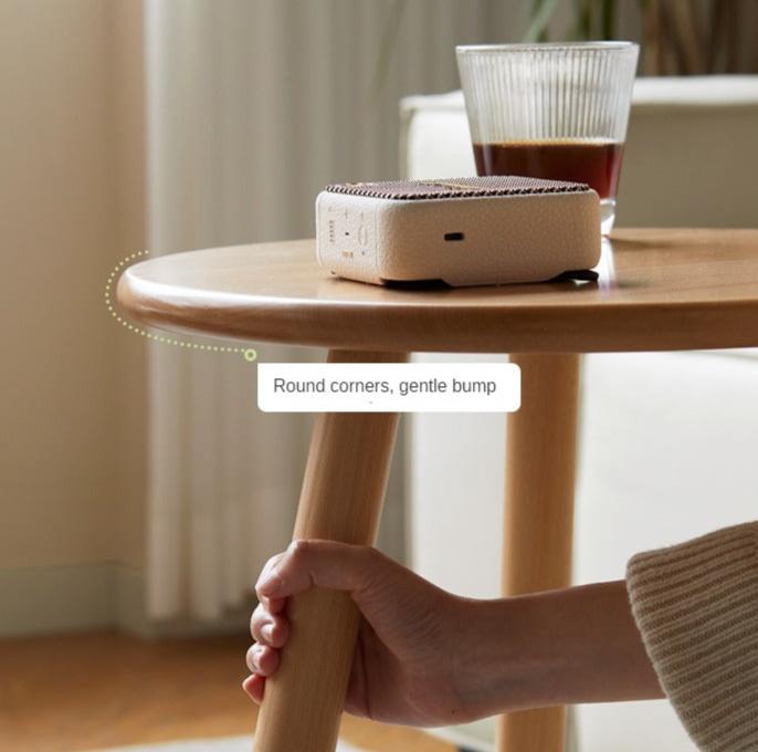 Beech, Rubberwood Solid Wood Small Round Side Table