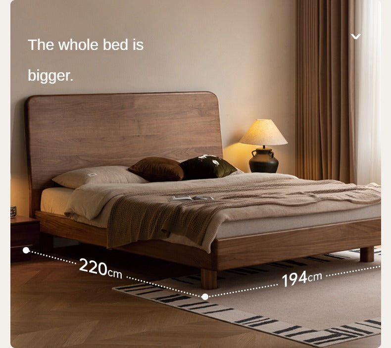 North American Black walnut, Ash solid wood bed simple high head.