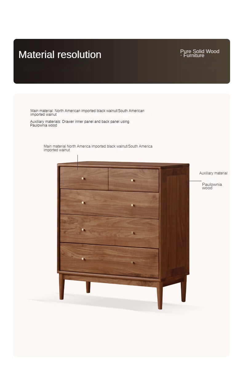 Black Walnut, Oak Solid Wood Drawer, Modern Porch Cabinet