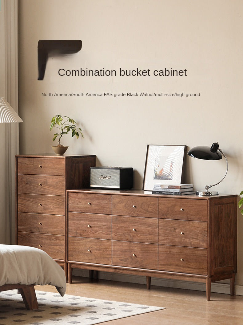 Black Walnut, Oak Solid Wood Drawer, Modern Porch Cabinet