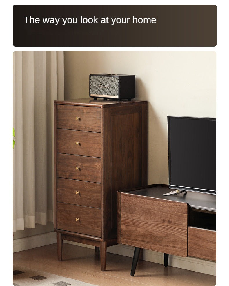Black Walnut, Oak Solid Wood Drawer, Modern Porch Cabinet