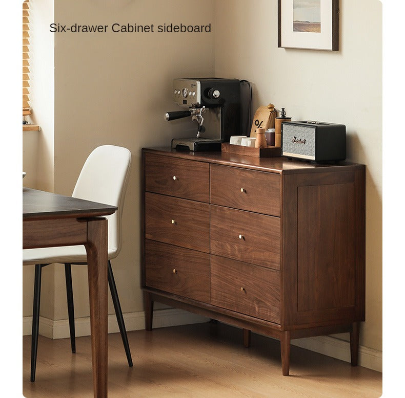 Black Walnut, Oak Solid Wood Drawer, Modern Porch Cabinet