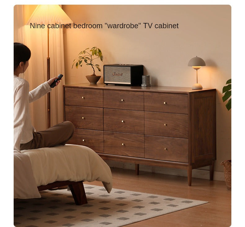 Black Walnut, Oak Solid Wood Drawer, Modern Porch Cabinet