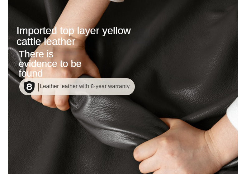 First Layer of Yellow Cowhide Italian Light Luxury Black Bed