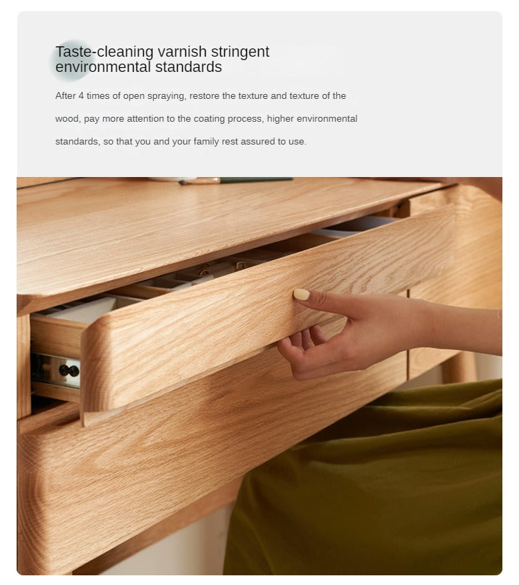 Oak, Beech Solid Wood Nordic Style Dressing Table.