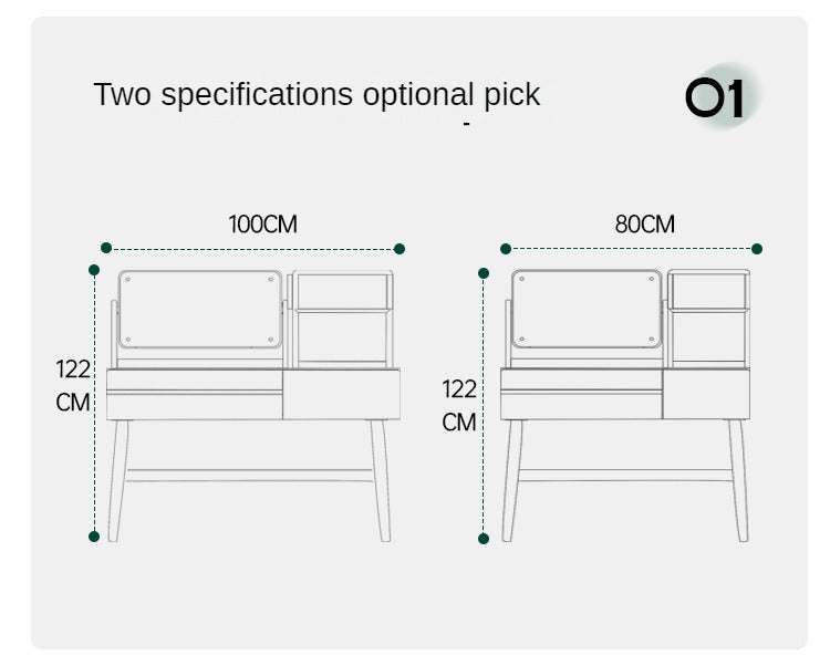 Oak, Beech Solid Wood Nordic Style Dressing Table.