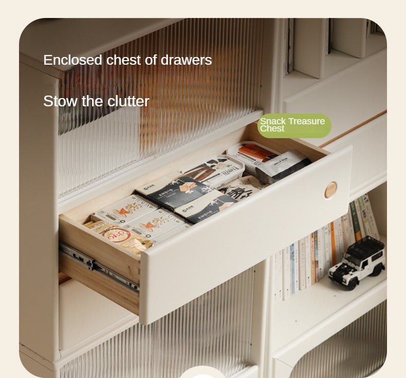 Solid Rubberwood, Poplar Solid Wood Multi-function Bookcase.