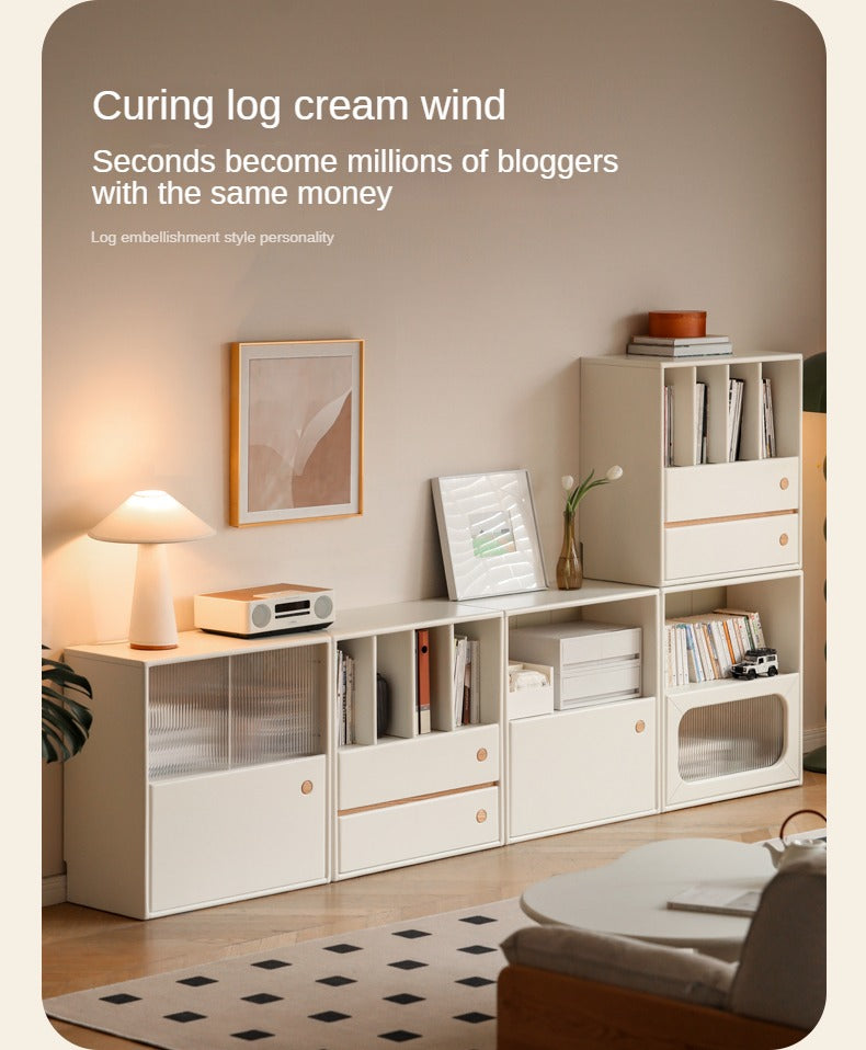 Solid Rubberwood, Poplar Solid Wood Multi-function Bookcase.