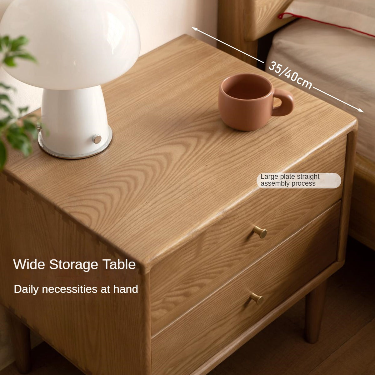 Ash, Cherry Solid Wood Modern Simple Nightstand