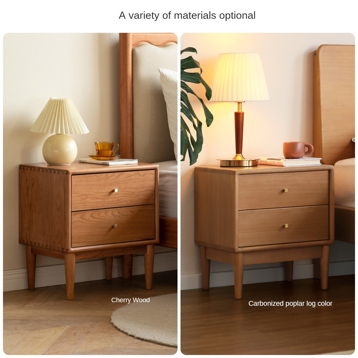 Ash, Cherry Solid Wood Modern Simple Nightstand