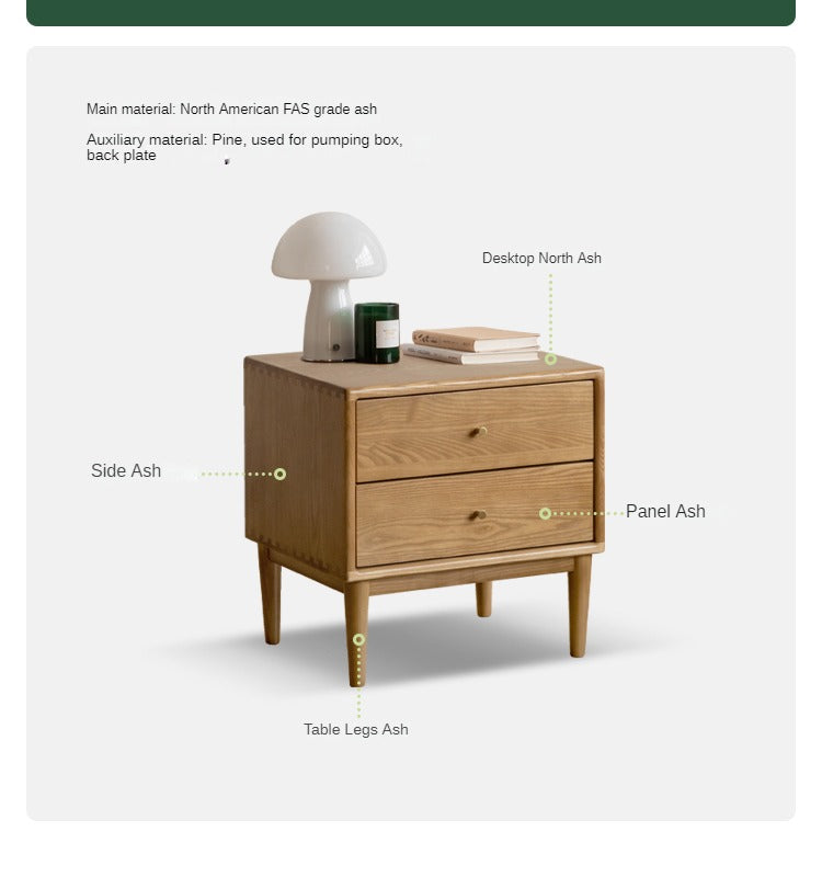 Ash, Cherry Solid Wood Modern Simple Nightstand
