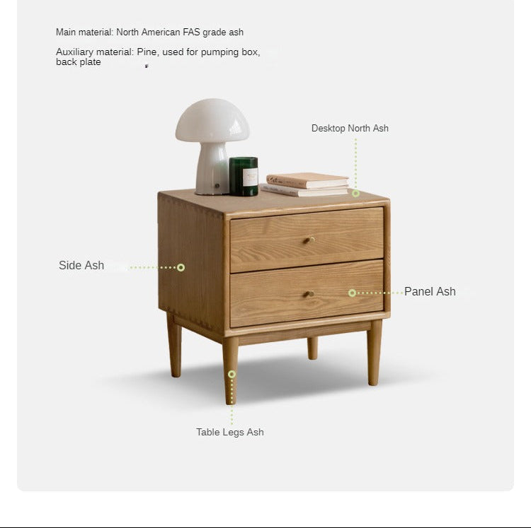 Ash, Cherry Solid Wood Modern Simple Nightstand