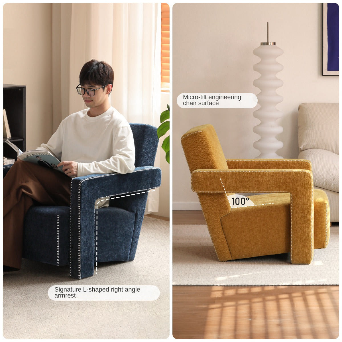 Fabric Armchair Italian Minimalist.