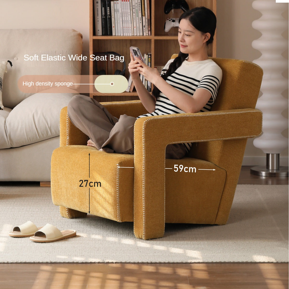 Fabric Armchair Italian Minimalist.