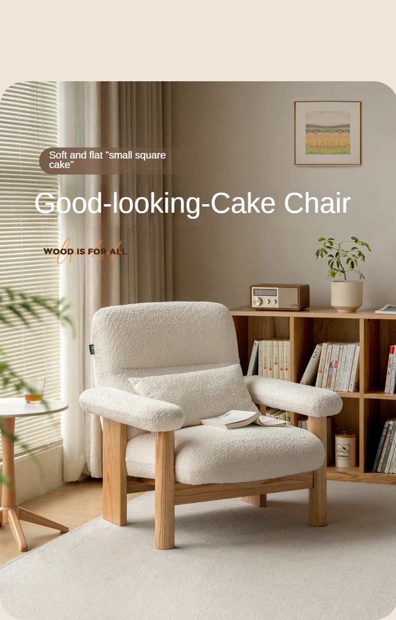 Beech Solid Wood Fabric Single Armchair Retro.