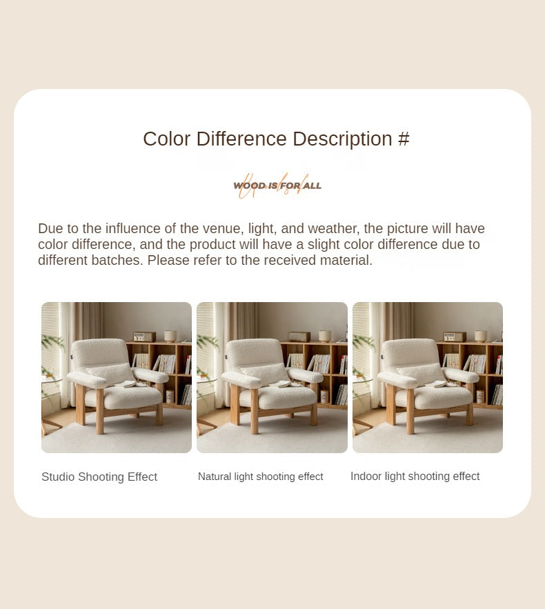 Beech Solid Wood Fabric Single Armchair Retro.