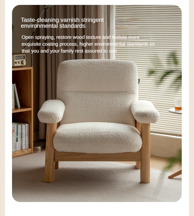 Beech Solid Wood Fabric Single Armchair Retro.
