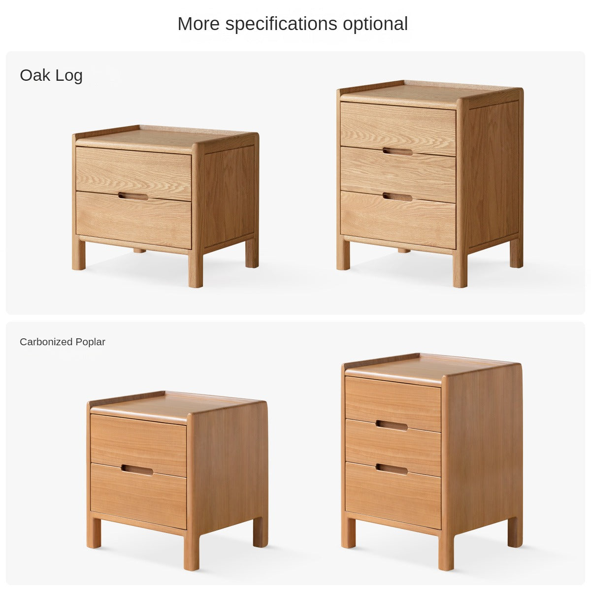 Oak Solid Wood, Solid Rubberwood Nordic Style Nightstand