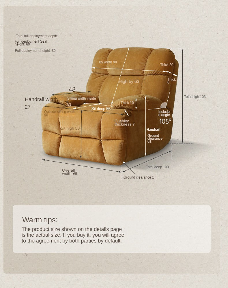 Fabric Lazy Chair Reclining Single