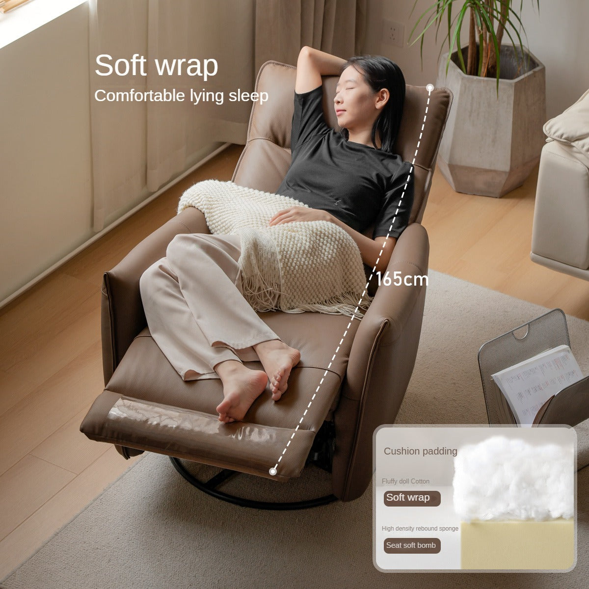 Leather Multifunctional Rotating Single Chair