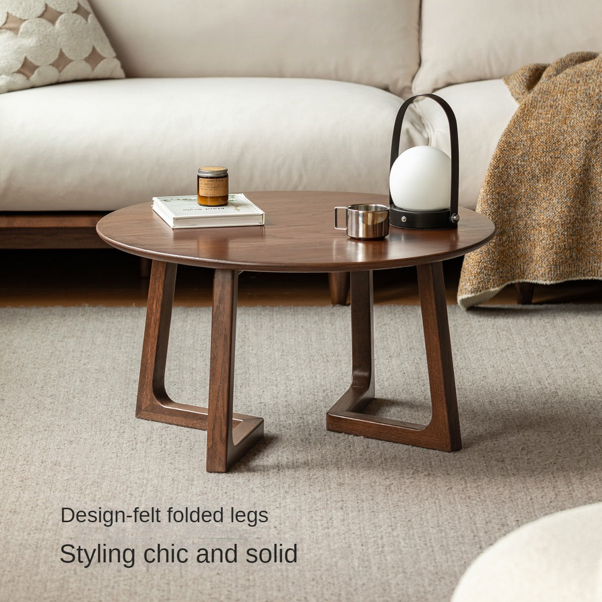 Oak Solid Wood Round Modern Coffee Table