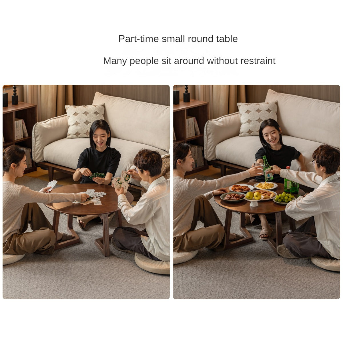 Oak Solid Wood Round Modern Coffee Table