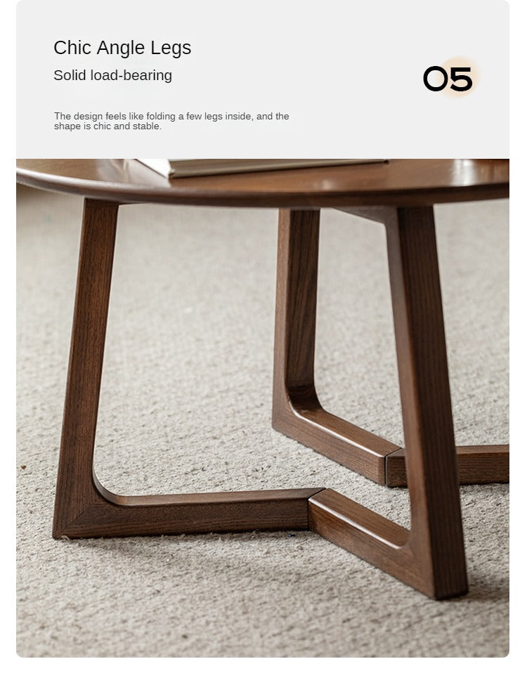 Oak Solid Wood Round Modern Coffee Table