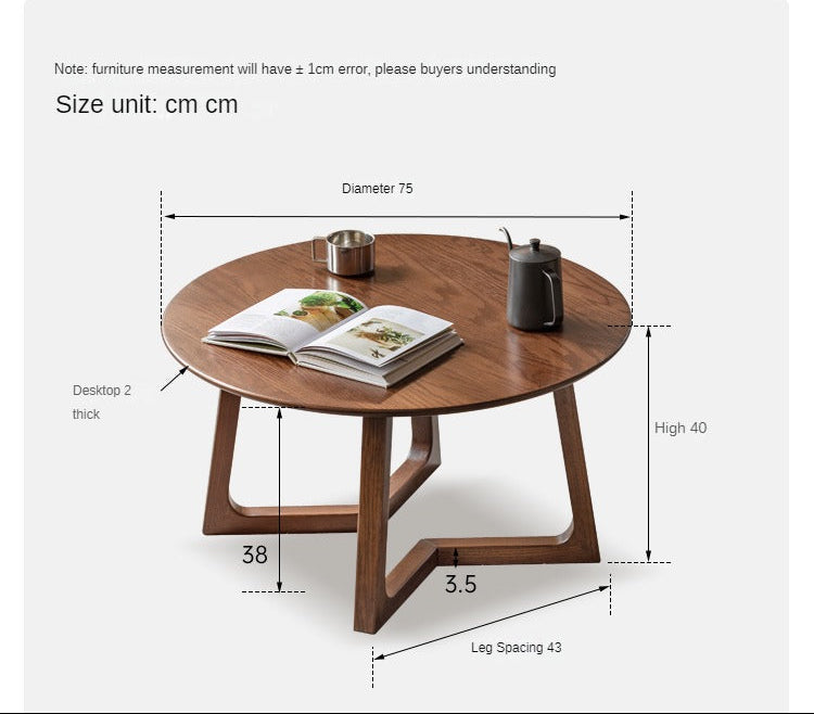 Oak Solid Wood Round Modern Coffee Table