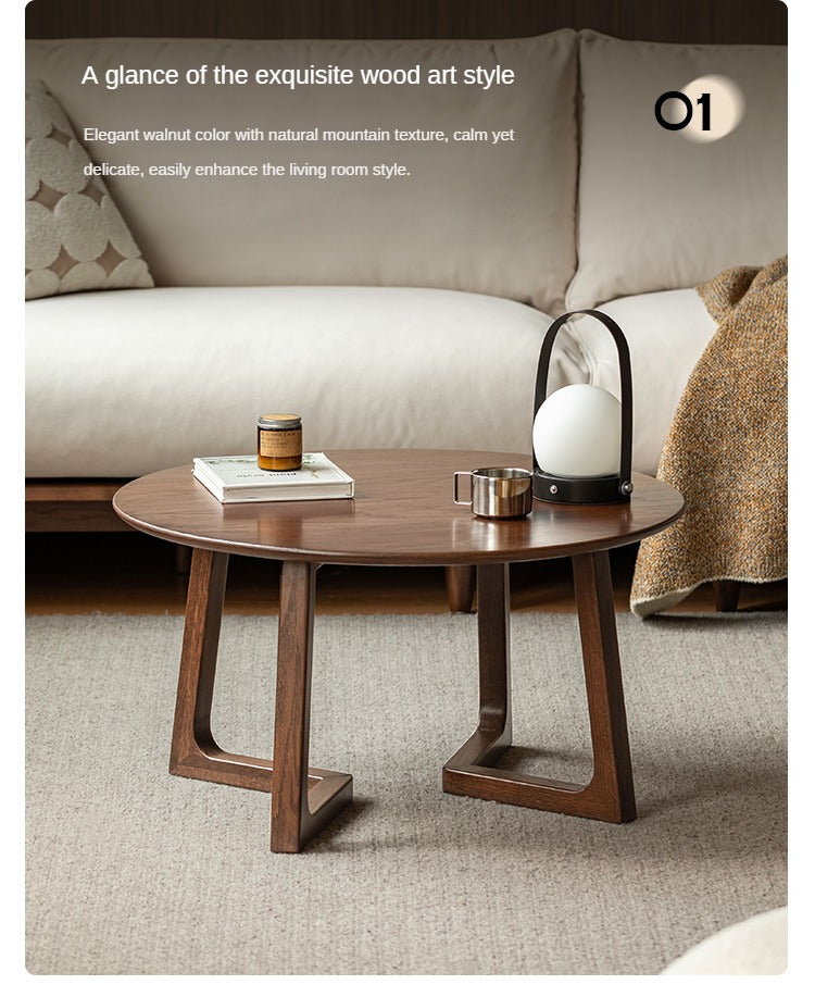 Oak Solid Wood Round Modern Coffee Table