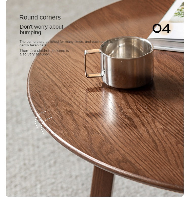 Oak Solid Wood Round Modern Coffee Table