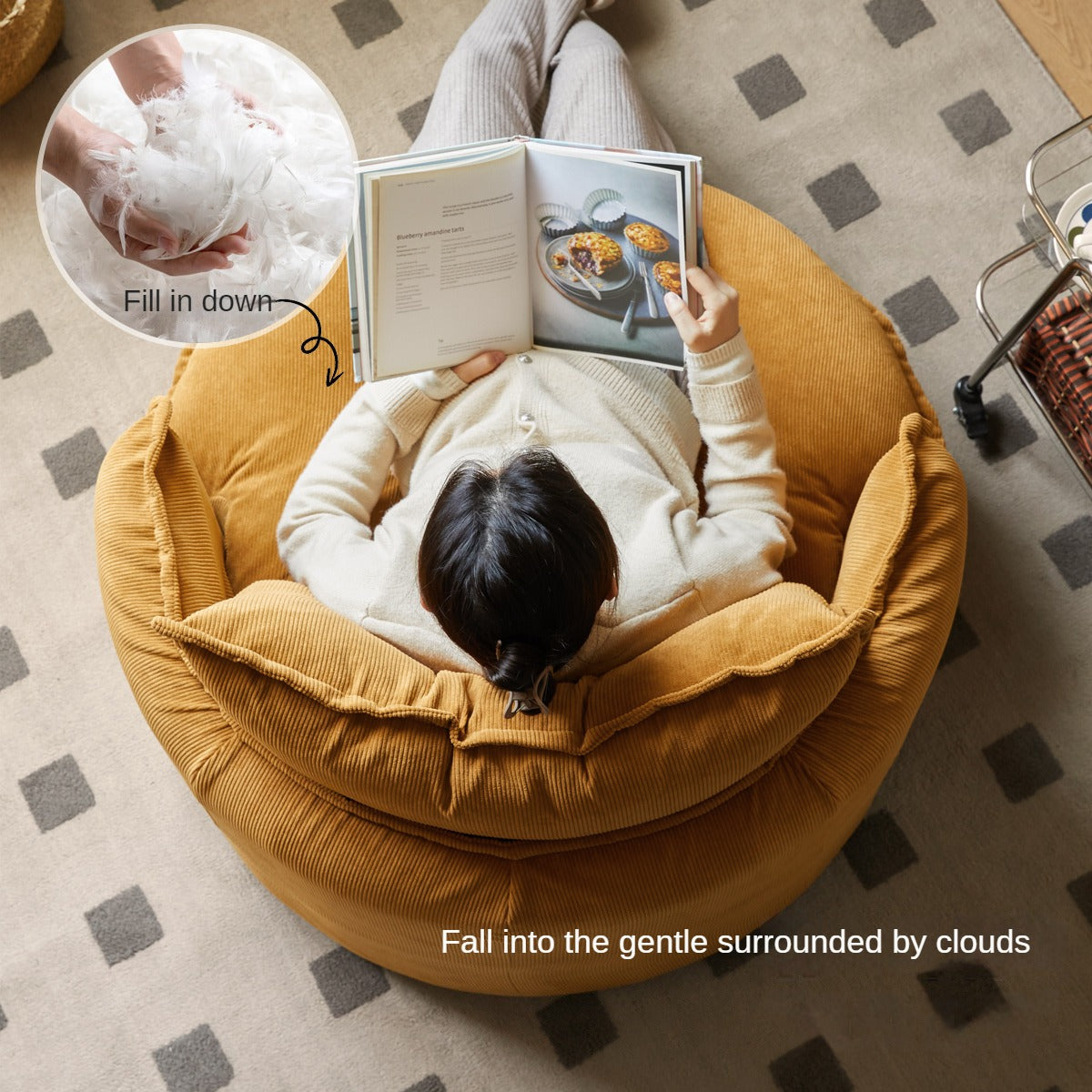 Fabric Round Rotatable Single Chair