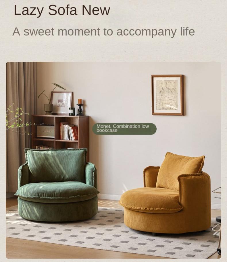 Fabric Round Rotatable Single Chair