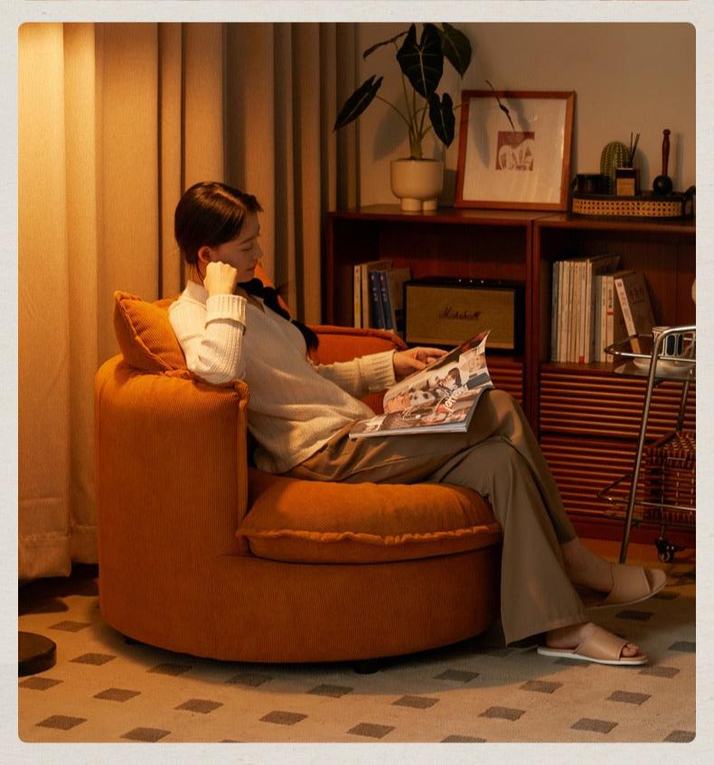 Fabric Round Rotatable Single Chair
