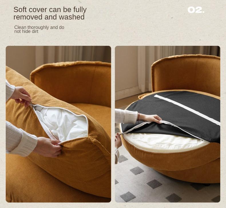 Fabric Round Rotatable Single Chair