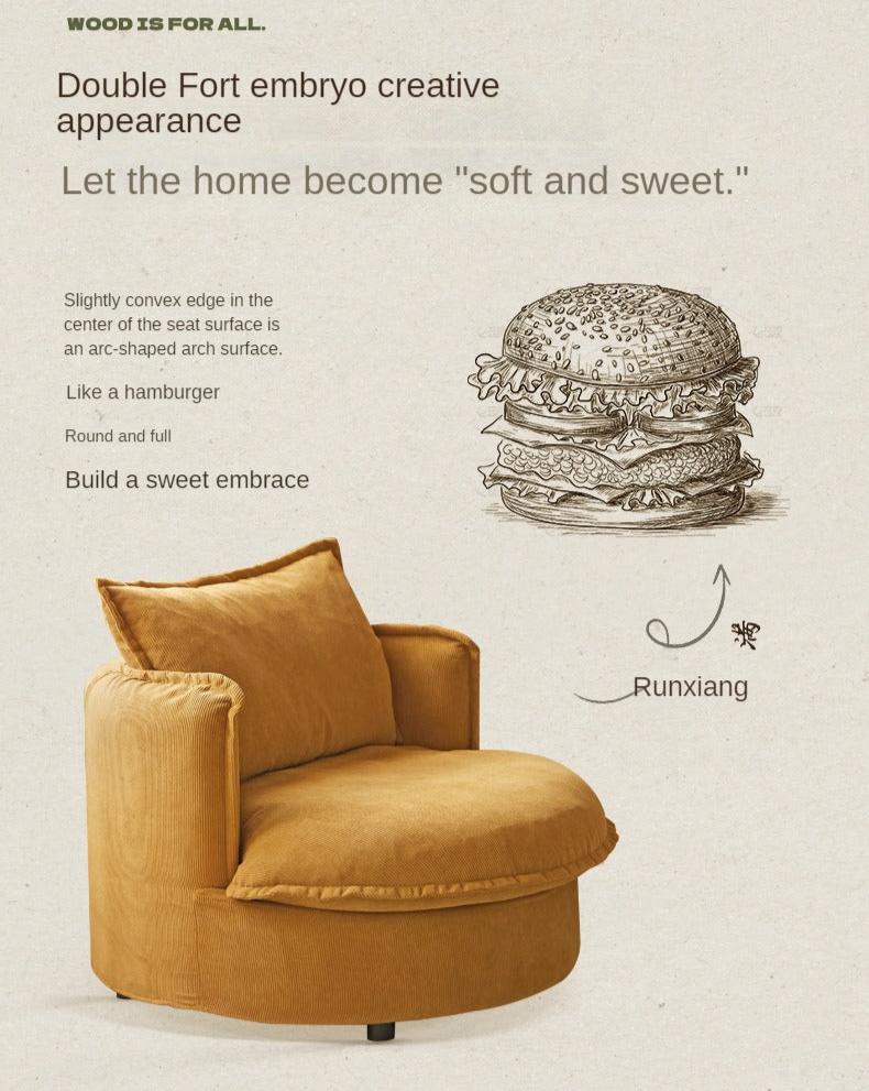 Fabric Round Rotatable Single Chair