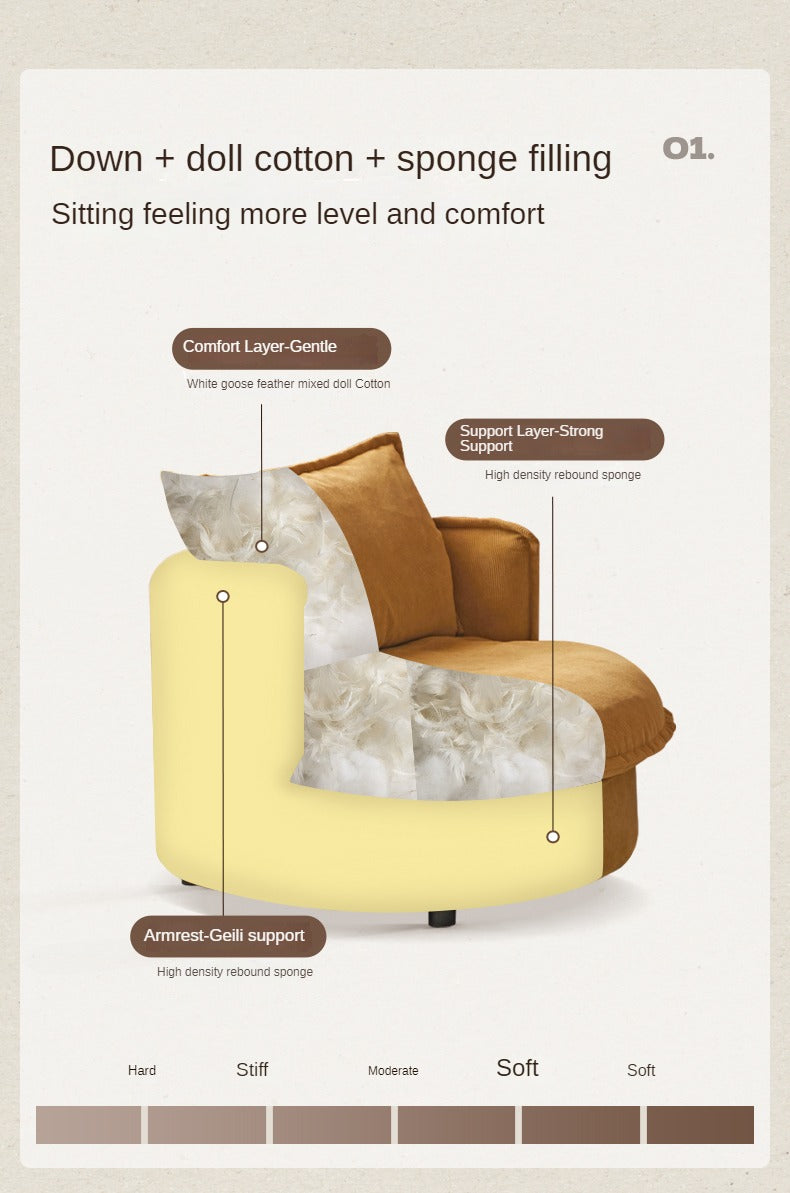 Fabric Round Rotatable Single Chair