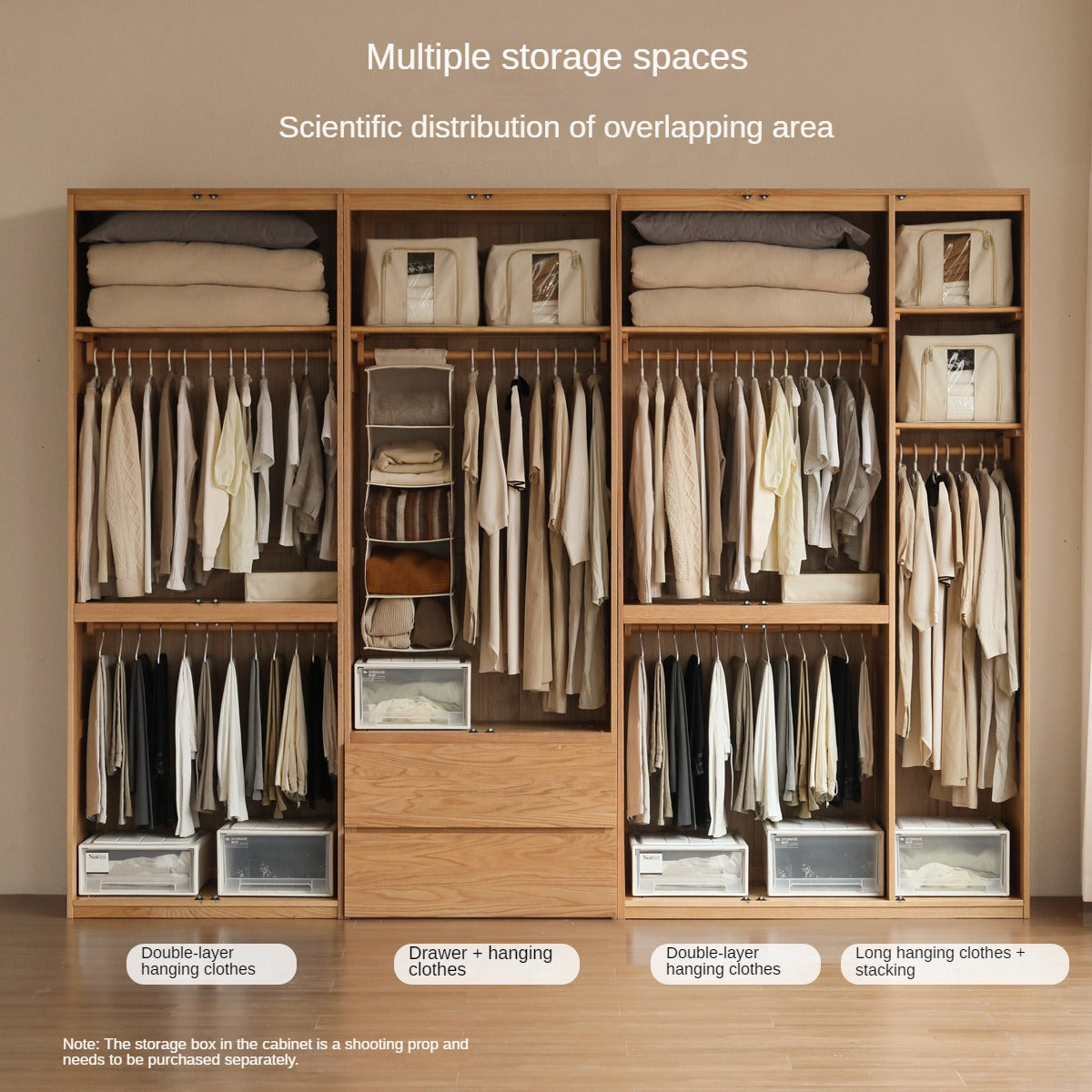 Oak, Ash Solid Wood Sectional Wardrobe.