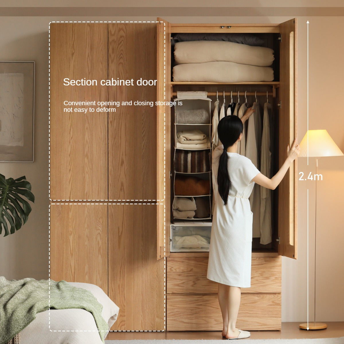 Oak, Ash Solid Wood Sectional Wardrobe.