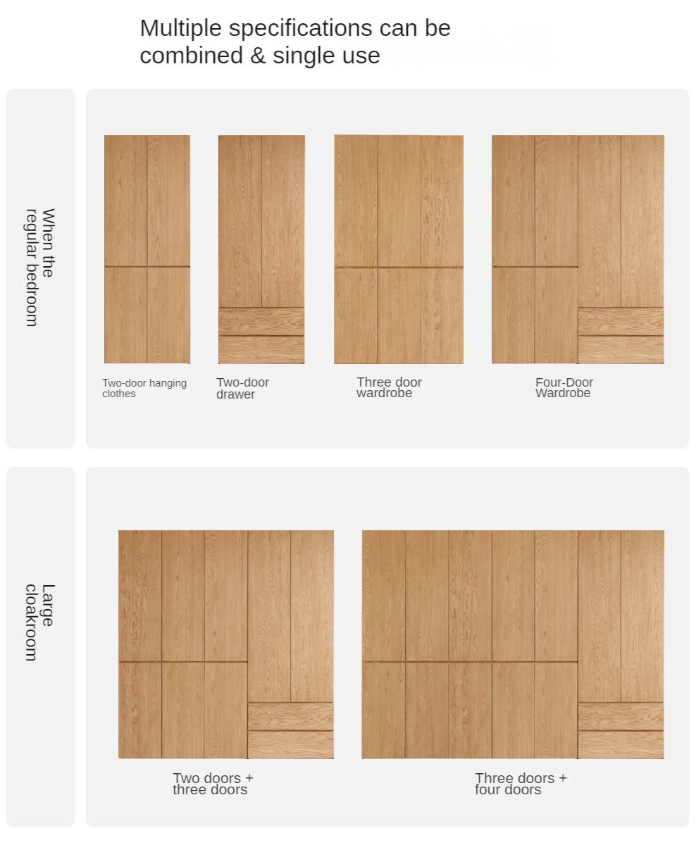 Oak, Ash Solid Wood Sectional Wardrobe.