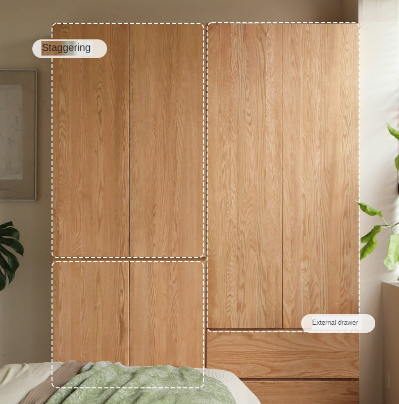 Oak, Ash Solid Wood Sectional Wardrobe.
