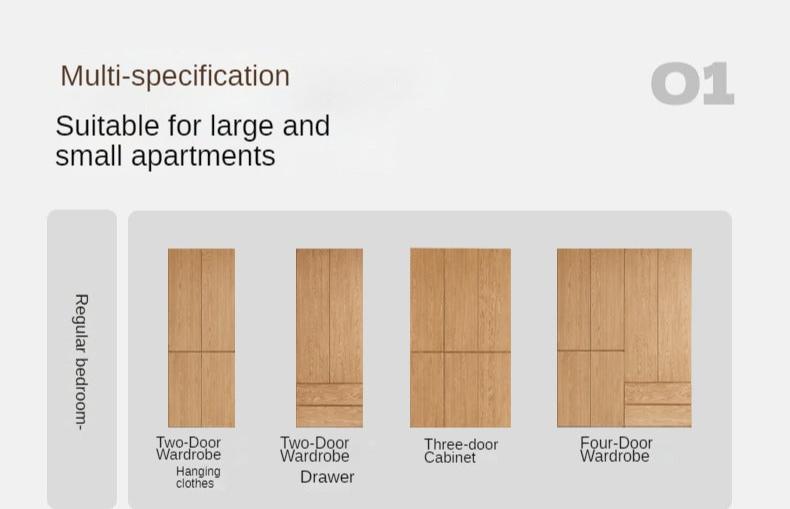 Oak, Ash Solid Wood Sectional Wardrobe.