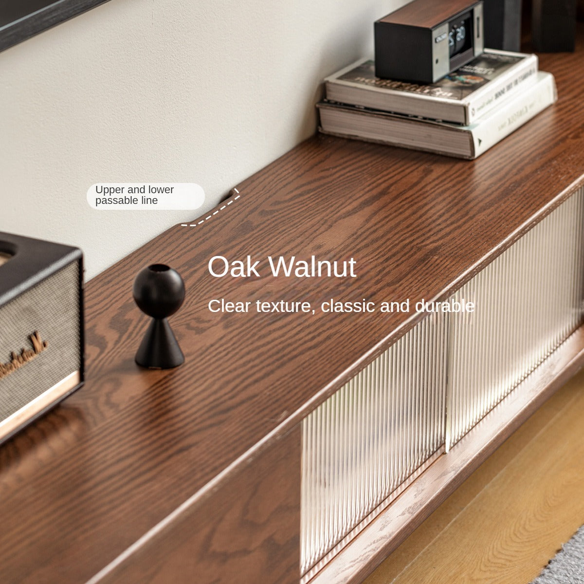 Oak Solid Wood Modern Simple Floor TV Cabinet.