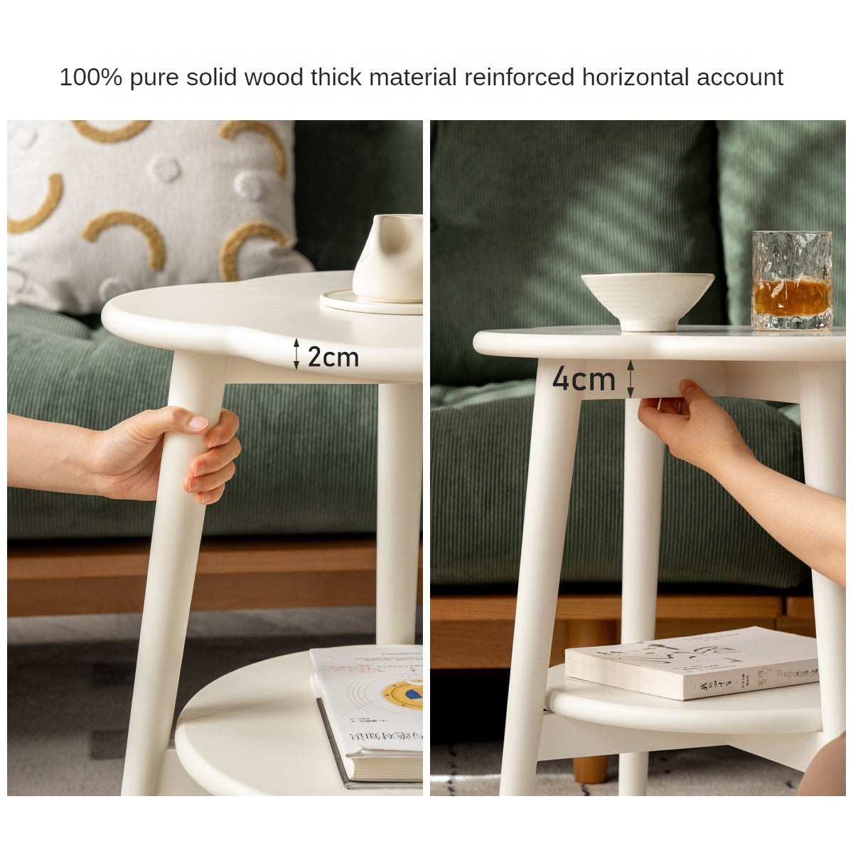 Poplar Solid Wood White Flower Side Table.