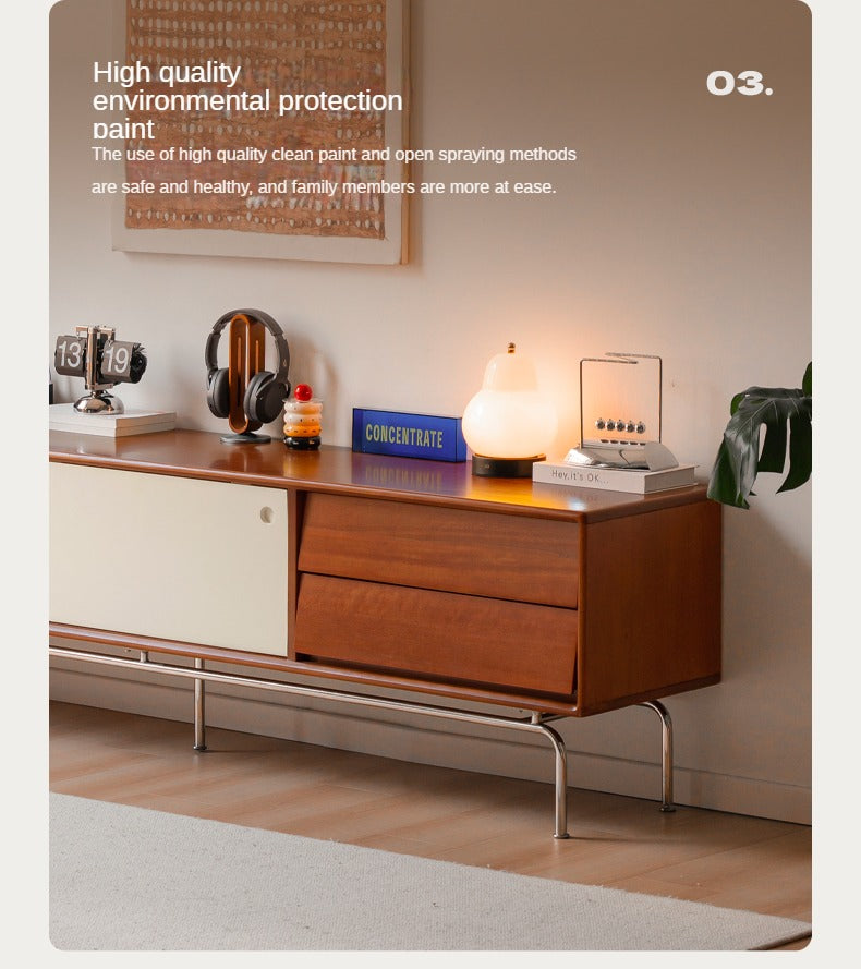 Poplar Solid Wood Large Capacity Floor TV Cabinet