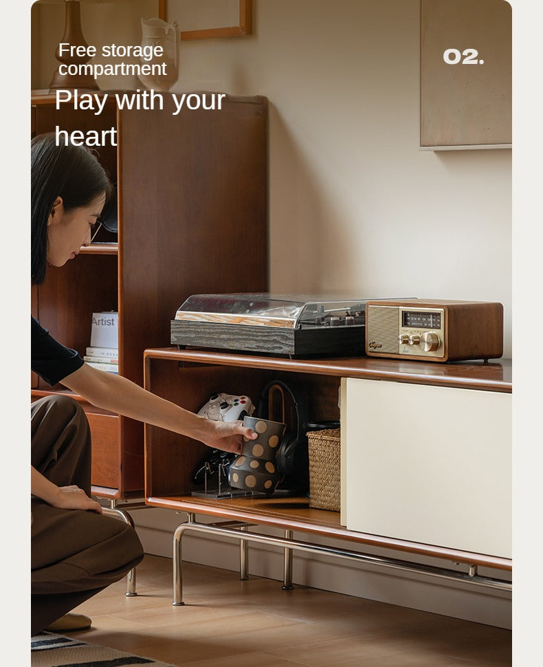 Poplar Solid Wood Large Capacity Floor TV Cabinet