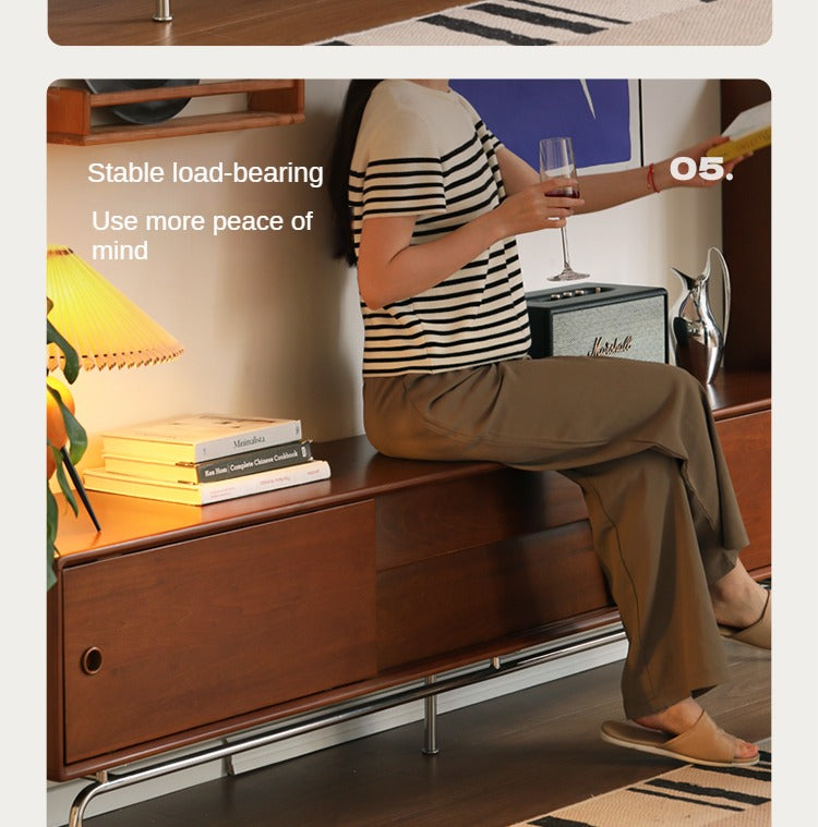 Poplar Solid Wood Retro Floor TV Cabinet.